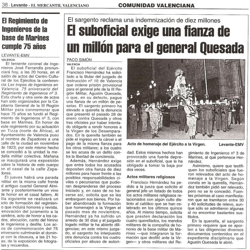 SOLICITUD DE PRISION PROVISIONAL ELUDIBLE BAJO FIANZA PARA EL GENERAL JEFE DE LA REGION MILITAR LEVANTE
